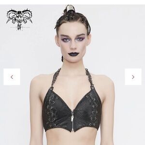 'COIL' PUNK SNAKESKIN PATTERNED BRALETTE